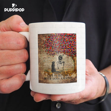 Personalized Dog Gift Idea - Woman And A Dog Beside The Tree For Mom - White Mug